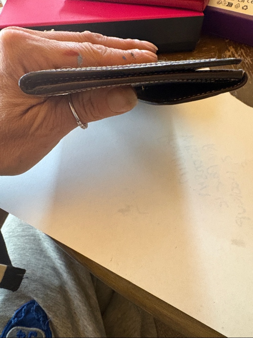 CELINE. Canvas & Leather Monogram Double sided Slim Bifold long wallet Mint - Picture 4 of 15